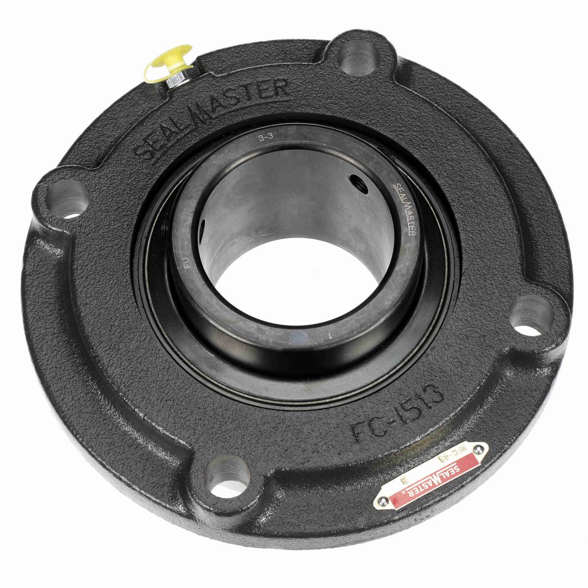 Sealmaster Mounted Cast Iron Flange Cartridge Ball Bearing - 52100 Bearing Steel, Black Oxided - Setscrew Lock - MFC-48