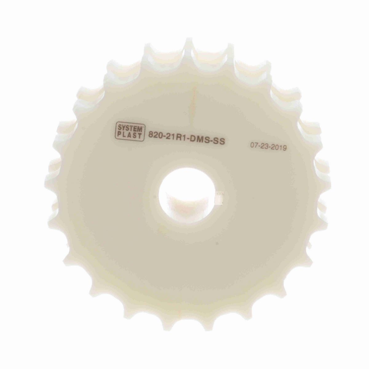 System Plast 820 Series Split Machined Sprocket with 21 Teeth, a 1in Round Shaft-Ready Bore and Setscrew - 820-21R1-DMS-SS