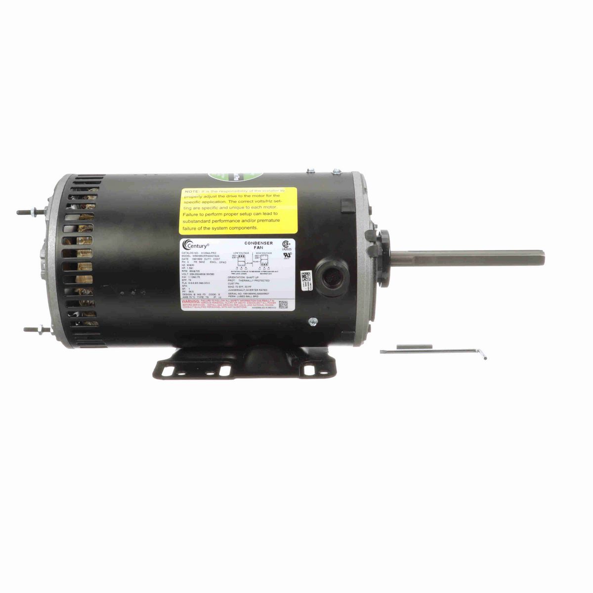 Century JuggerNaut® Pro Condenser Fan Motor, 1.5&1 HP, 3 Ph, 60/50 Hz, 230/460&190/380 V, 56HZ Frame, OPAO - H1054A-PRO