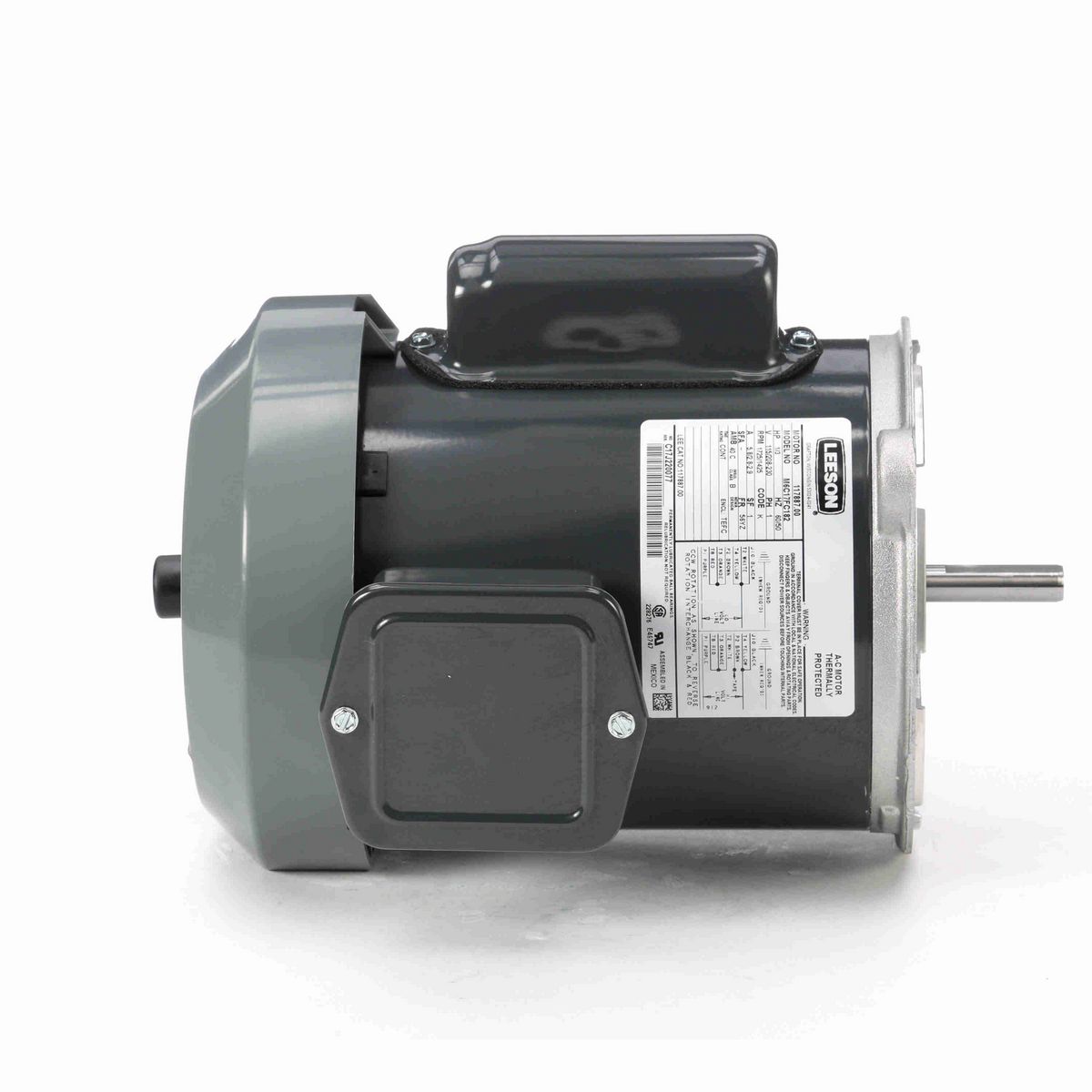 LEESON Auger Drive Motor, 0.33 HP, 1 Ph, 60 Hz, 115/208-230 V, 1800 RPM, 56YZ Frame, TEFC - 117887.00