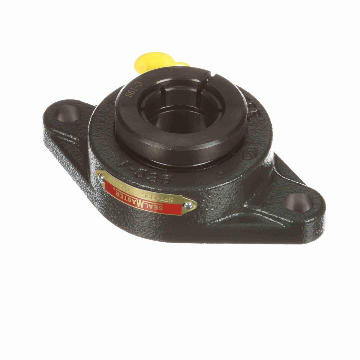 Sealmaster Mounted Cast Iron Two Bolt Flange Ball Bearing - 52100 Bearing Steel, Black Oxided - Concentric Lock - SFT-19TC