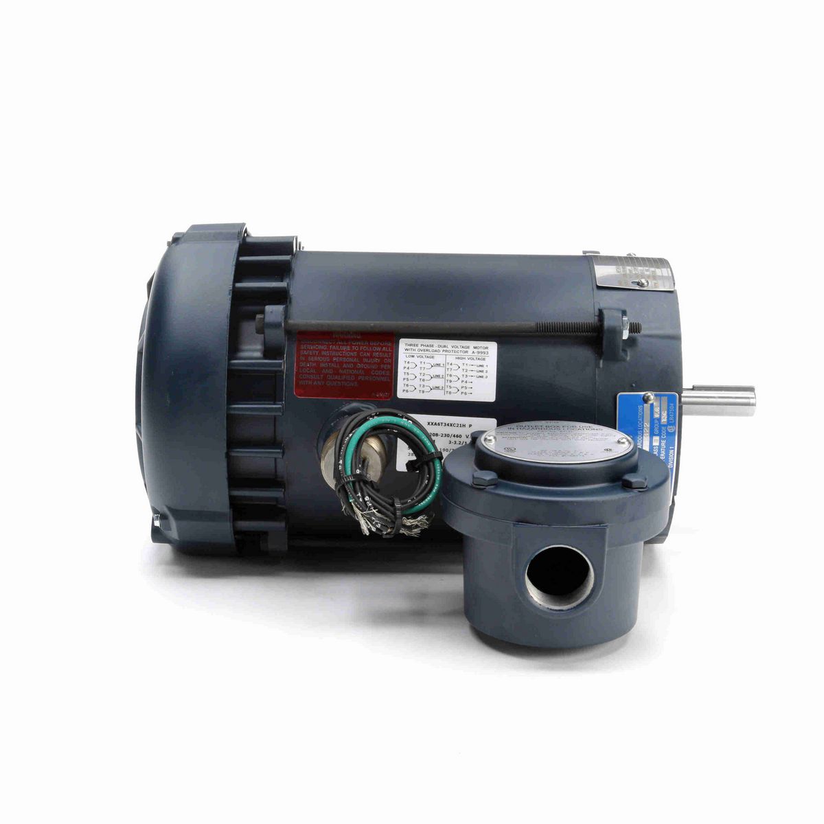 LEESON Explosion Proof Motor, 0.75 & 0.50 HP, 3 Ph, 60 & 50 Hz, 208-230/460 & 190/380 V, 3600 & 3000 RPM, 56C Frame, EPFC - 111936.00
