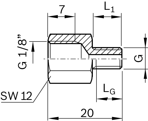 Переходник G 1/8 на M6 для шариковых рельсовых систем Bosch Rexroth M6X8-G1/8 [R345503034]