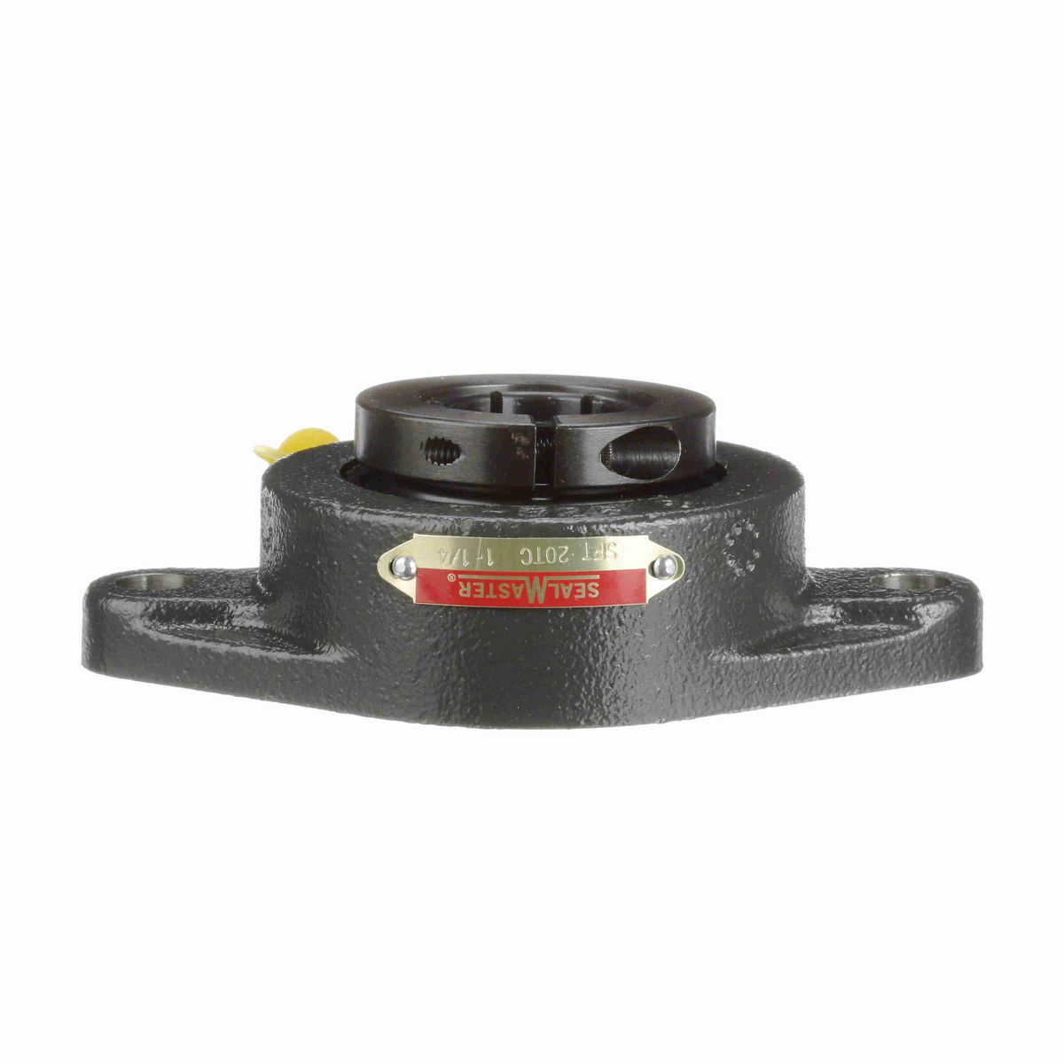 Sealmaster Mounted Cast Iron Two Bolt Flange Ball Bearing - 52100 Bearing Steel, Black Oxided - Concentric Lock - SFT-20TC