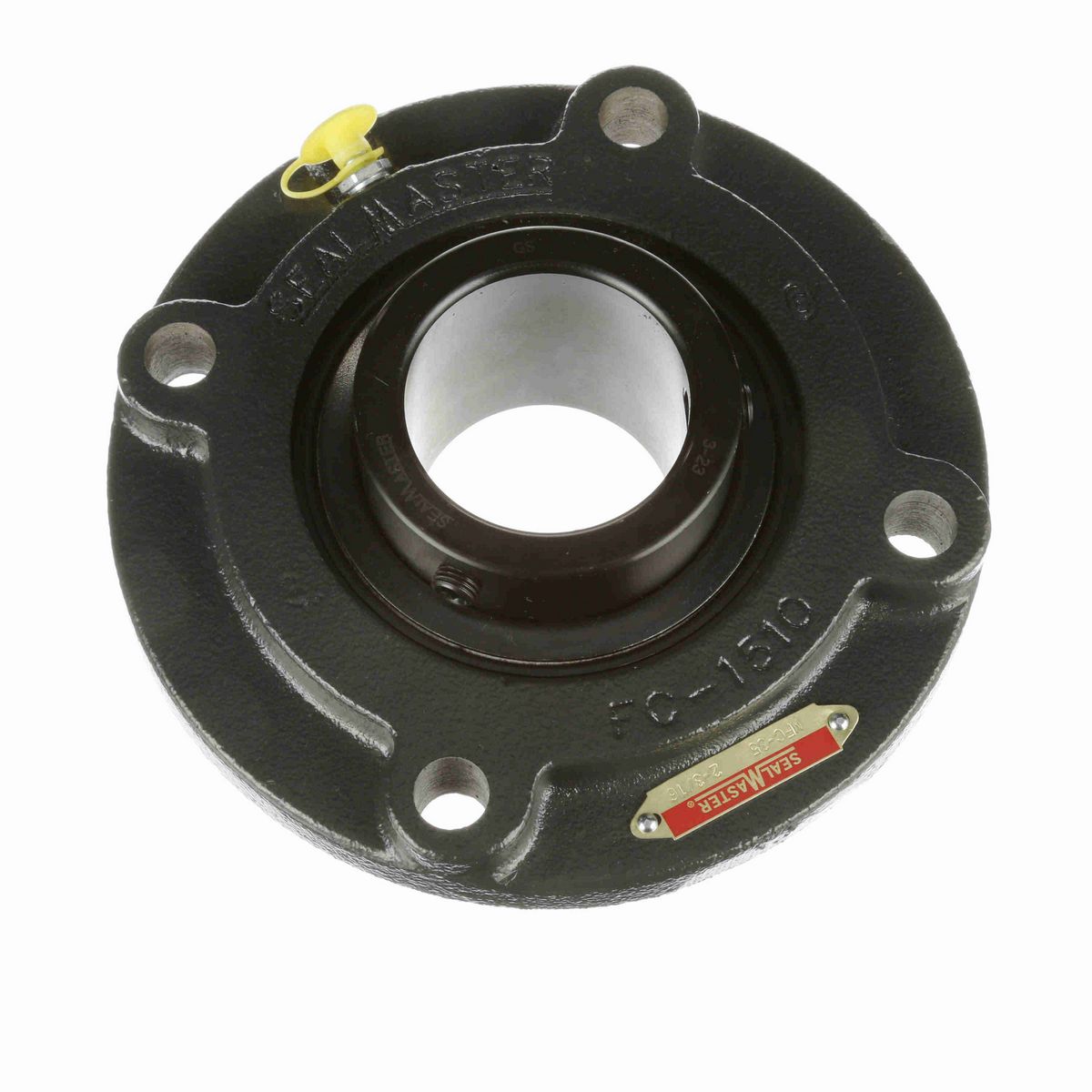 Sealmaster Mounted Cast Iron Flange Cartridge Ball Bearing - 52100 Bearing Steel, Black Oxided - Setscrew Lock - MFC-35
