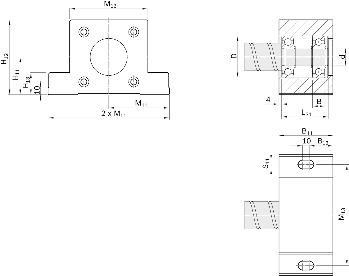 Блок опорного подшипника Bosch Rexroth SES-L-S 17 [R159561700]