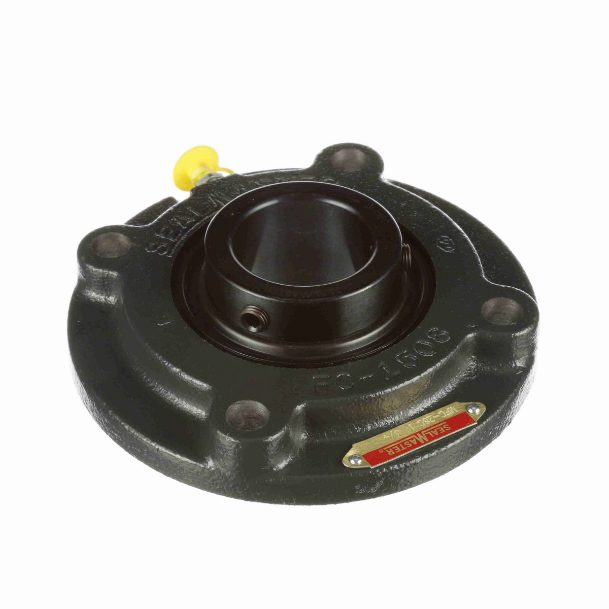 Sealmaster Mounted Cast Iron Flange Cartridge Ball Bearing - 52100 Bearing Steel, Black Oxided - Setscrew Lock - MFC-28C