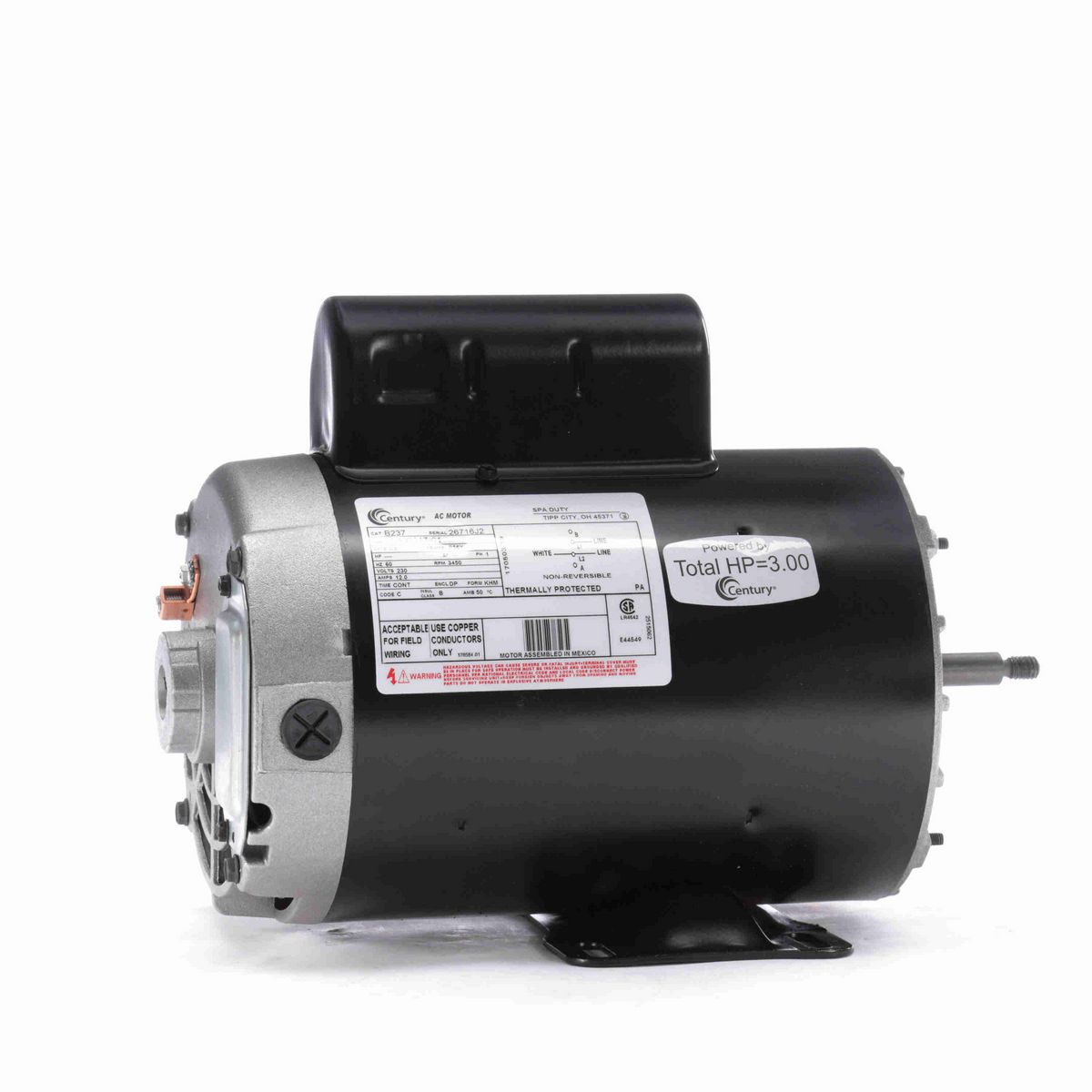 Century Pool Pump Motor, 4.0 SPL HP, 1 Ph, 60 Hz, 230 V, 3600 RPM, P56Y Frame, DP - B237