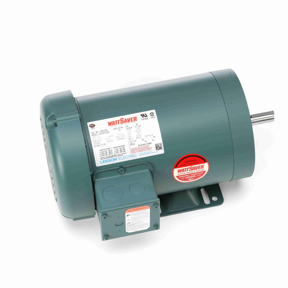 LEESON General Purpose Motor, 3 HP, 3 Ph, 60 Hz, 230/460 V, 3600 RPM, 56HC Frame, TEFC - 119418.00