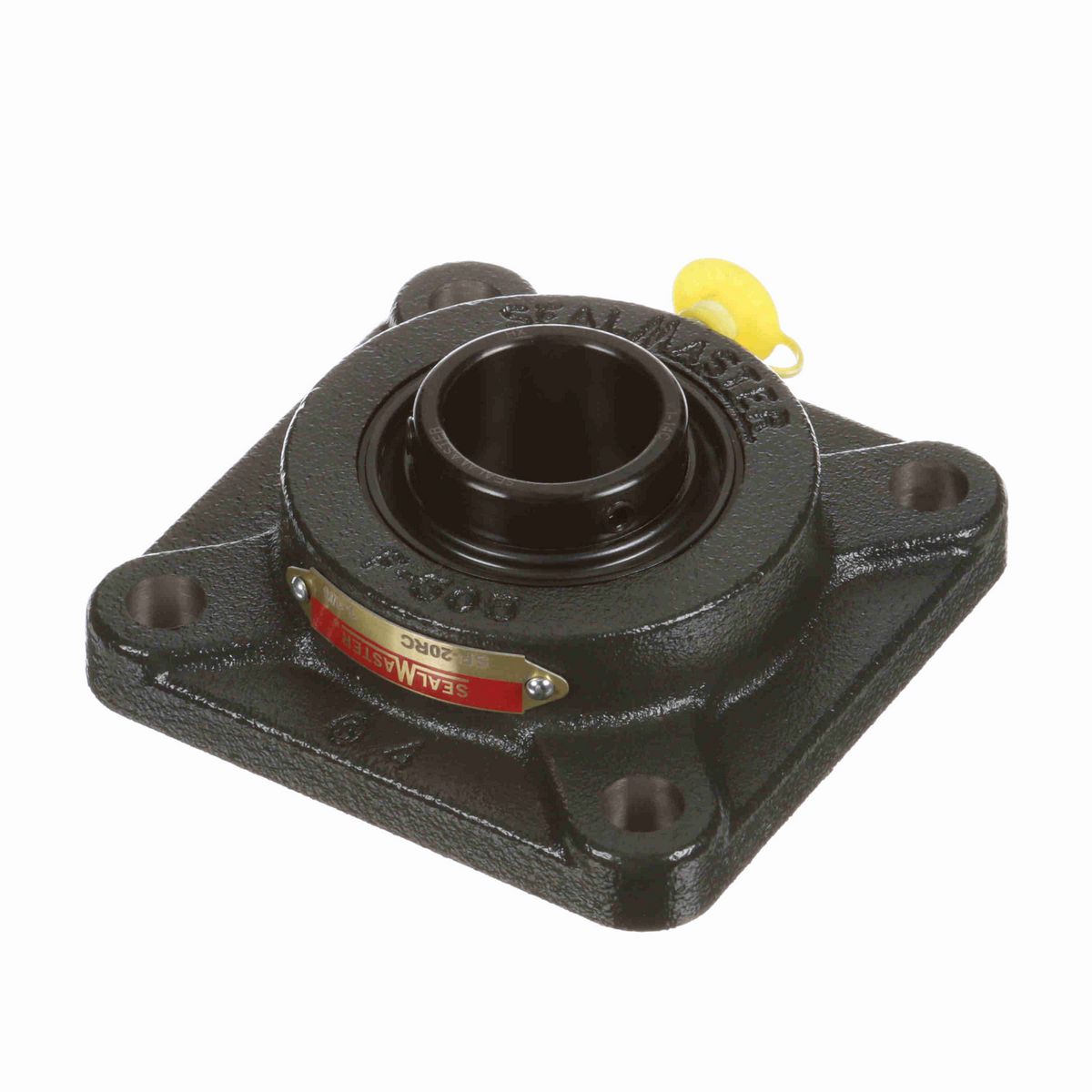 Sealmaster Mounted Cast Iron Four Bolt Flange Ball Bearing - 52100 Bearing Steel, Black Oxided - Setscrew Lock - SF-20RC