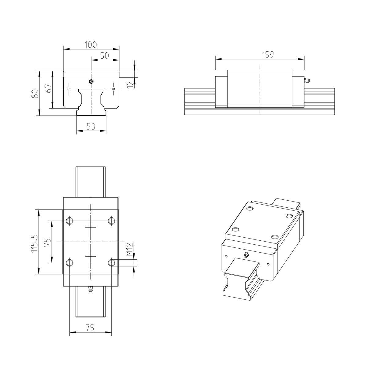 Шариковая каретка устойчивая к коррозии с покрытием Resist CR Bosch Rexroth KWC-055-SNH-C1-H-2 [R162151360]