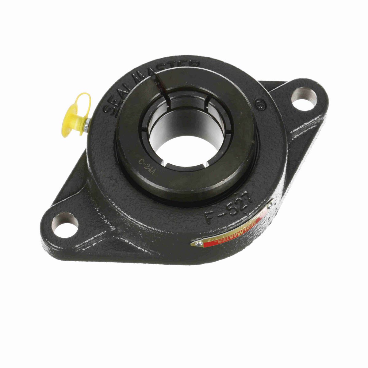 Sealmaster Mounted Cast Iron Two Bolt Flange Ball Bearing - 52100 Bearing Steel, Black Oxided - Concentric Lock - SFT-24TC