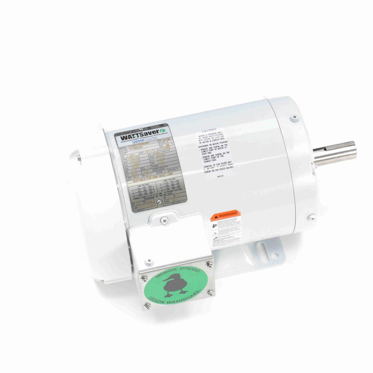 LEESON White Duck™ General Purpose Motor, 1.50 & 1 HP, 3 Ph, 60 & 50 Hz, 230/460 & 190/380 V, 1800 & 1500 RPM, 145T Frame, TEFC - 121869.00