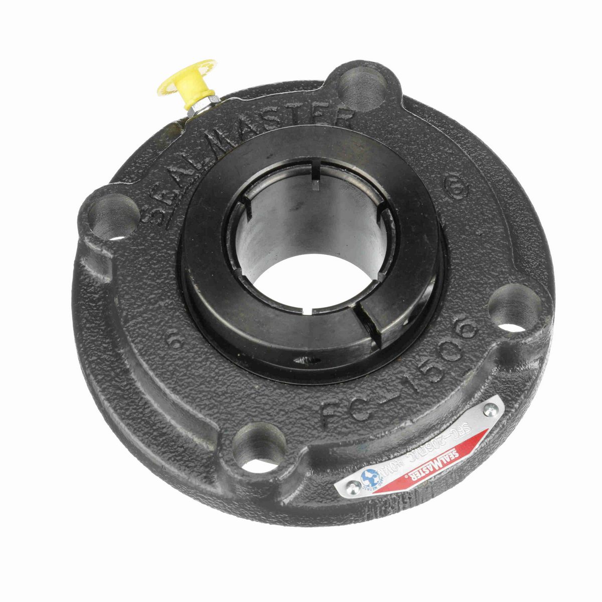 Sealmaster Mounted Cast Iron Flange Cartridge Ball Bearing - 52100 Bearing Steel, Black Oxided - Concentric Lock - SFC-208TMC