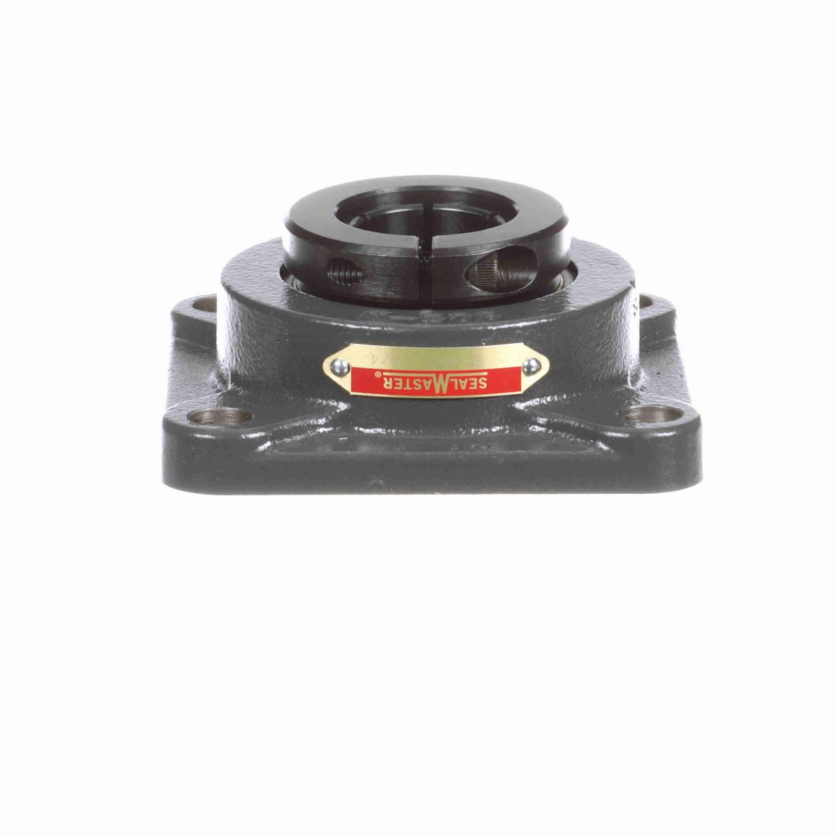 Sealmaster Mounted Cast Iron Four Bolt Flange Ball Bearing - 52100 Bearing Steel, Black Oxided - Concentric Lock - SF-20T