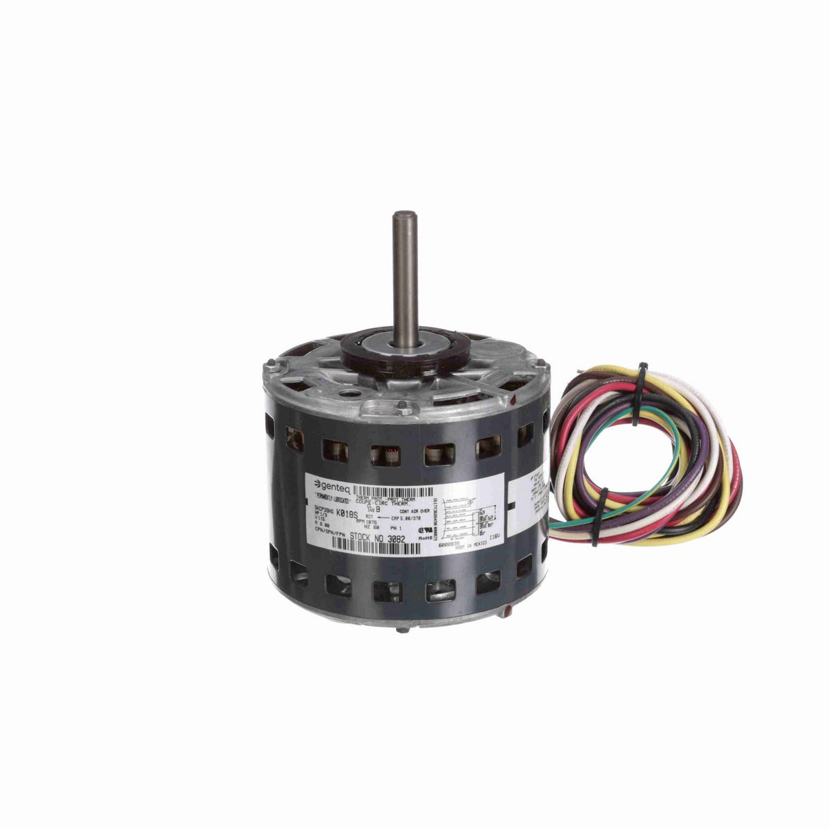Genteq OEM Replacement Motor, 1/3 HP, 1 Ph, 60 Hz, 115 V, 1075 RPM, 4 Speed, 48 Frame, OPAO - 3082