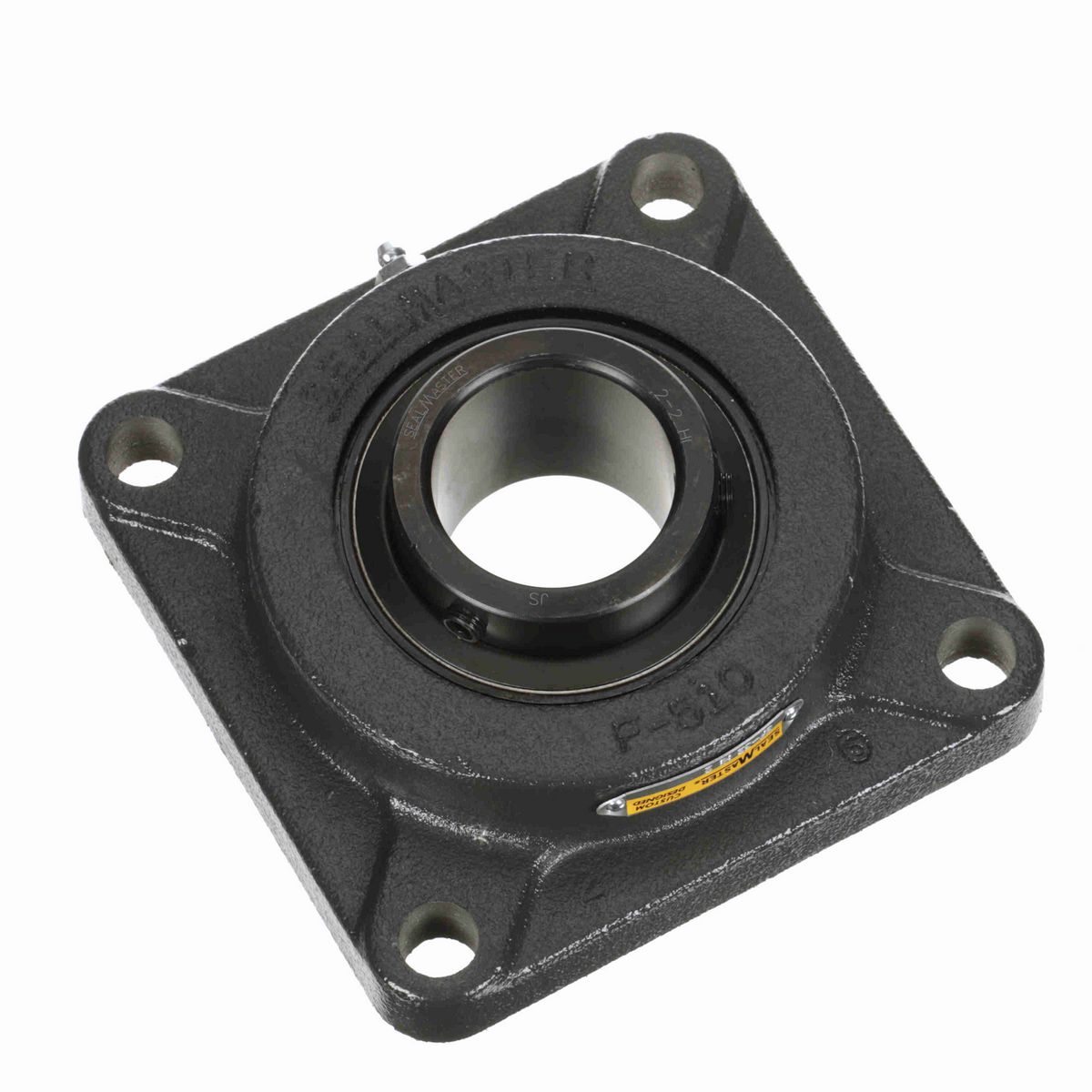 Sealmaster Mounted Cast Iron Four Bolt Flange Ball Bearing - 52100 Bearing Steel, Black Oxided - Setscrew Lock - High Temperature - SF-32 HI