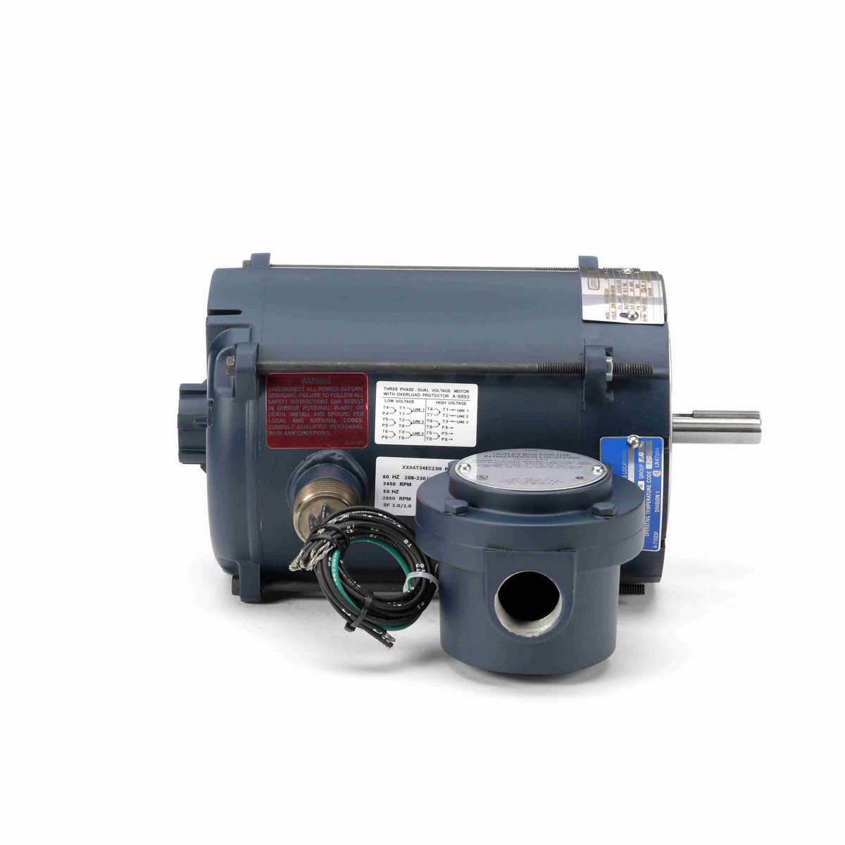 LEESON Explosion Proof Motor, 0.33 & 0.33 HP, 3 Ph, 60 & 50 Hz, 208-230/460 & 190/380 V, 3600 & 3000 RPM, 56C Frame, EPNV - 111944.00