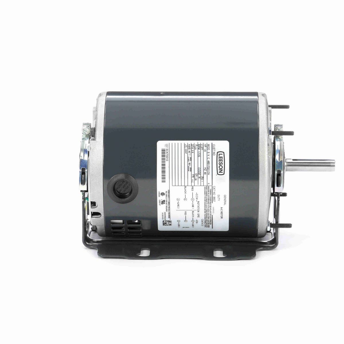 LEESON Fan and Blower Motor, 0.33 HP, 1 Ph, 60 Hz, 115 V, 1800 RPM, 48Y Frame, DP - B304
