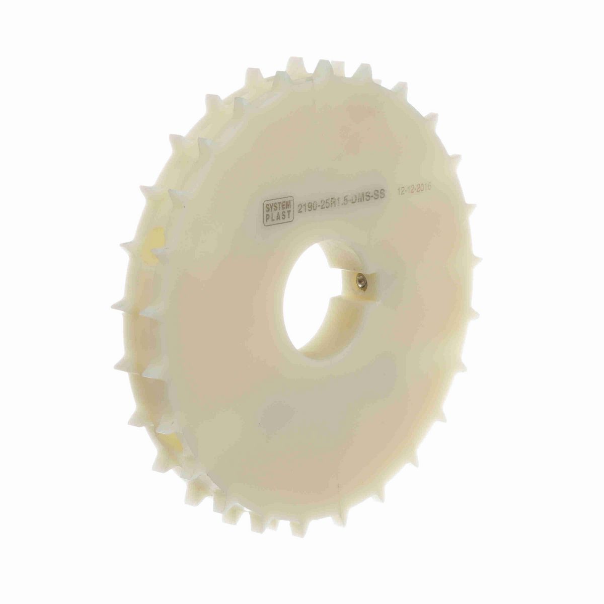 System Plast 2190 Series Split Machined Sprocket with 25 Teeth, a 1-1/2in Round Shaft-Ready Bore and Setscrew - 2190-25R1.5-DMS-SS