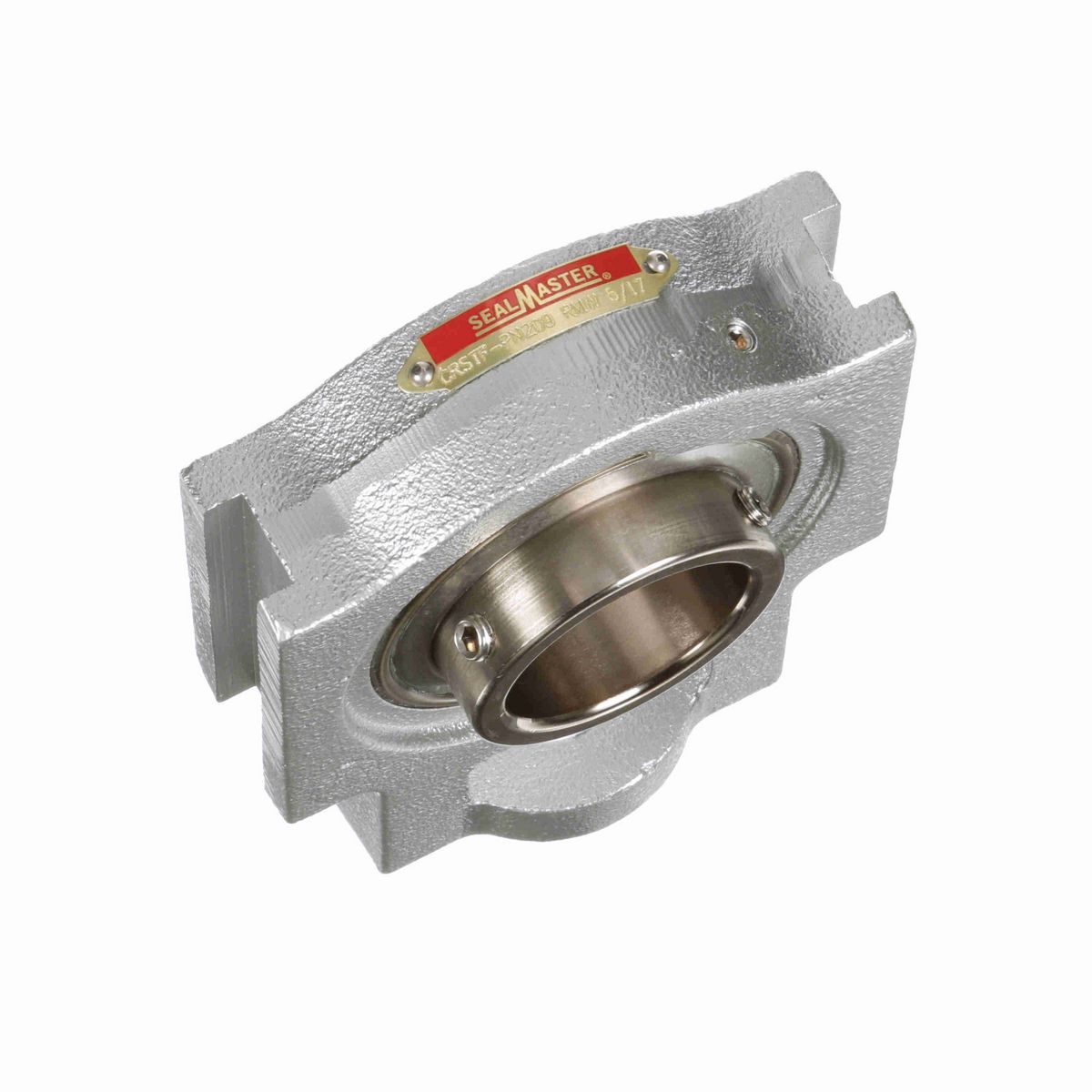 Sealmaster Mounted Flouropolymer Coated Cast Iron Wide Slot Take Up Ball Bearing - 52100 Bearing Steel, Phosphorus Nickel Coated - Setscrew Lock - Corrosion Resistant - Reduced Maintenance - Lubed for Life - CRSTF-PN209 RMW