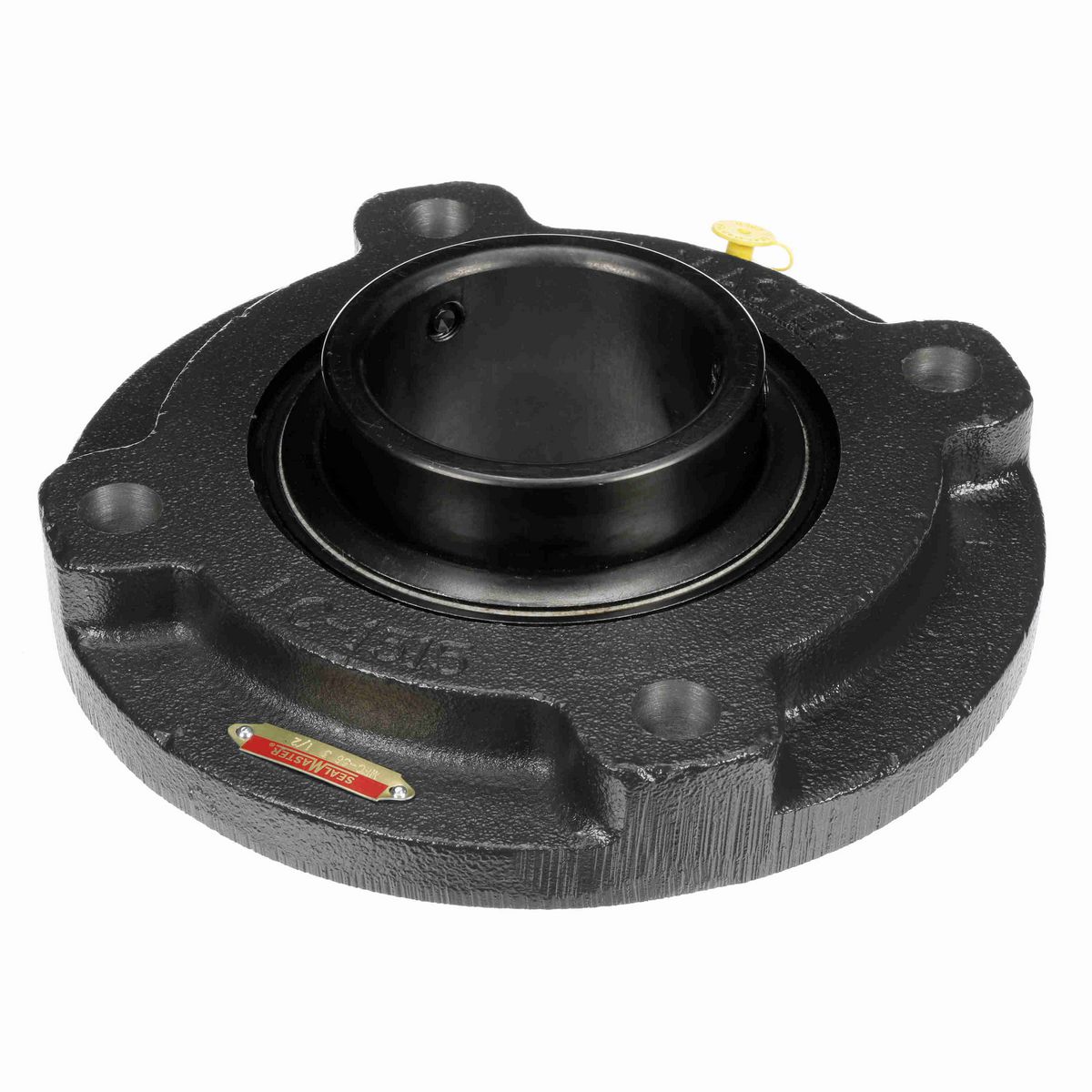 Sealmaster Mounted Cast Iron Flange Cartridge Ball Bearing - 52100 Bearing Steel, Black Oxided - Setscrew Lock - MFC-56