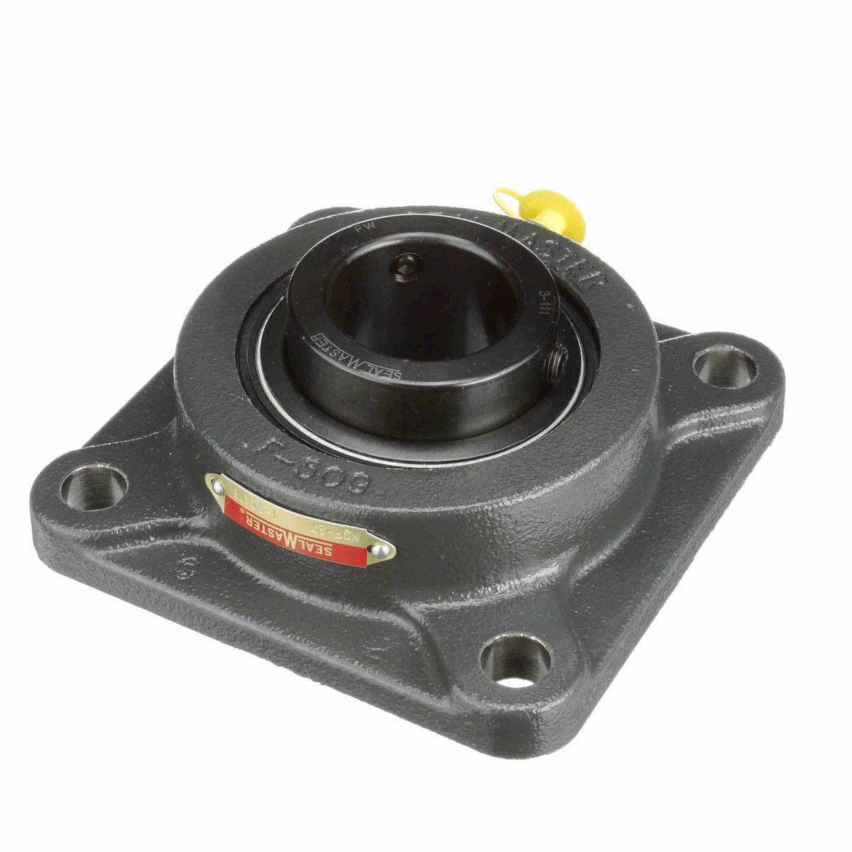 Sealmaster Mounted Cast Iron Four Bolt Flange Ball Bearing - 52100 Bearing Steel, Black Oxided - Setscrew Lock - MSF-27