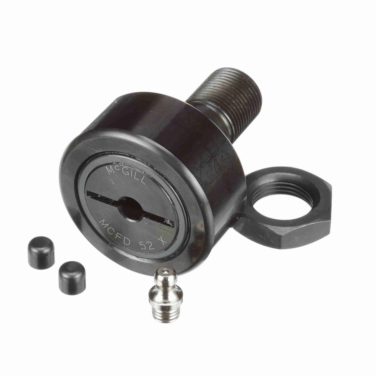 Опорный ролик с цапфой McGill CAMROL MCFDE 52 X, цилиндрический, повышенной грузоподъемности, со щитком, со шлицем под отвёртку, метрический