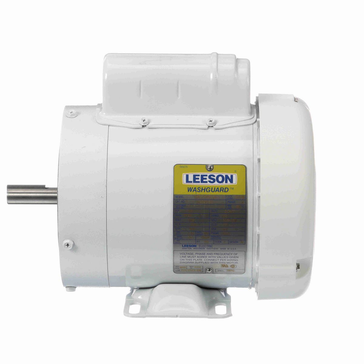 LEESON White Duck™ General Purpose Motor, 0.50 HP, 1 Ph, 60 Hz, 115/230 V, 1800 RPM, 56C Frame, TEFC - 112527.00