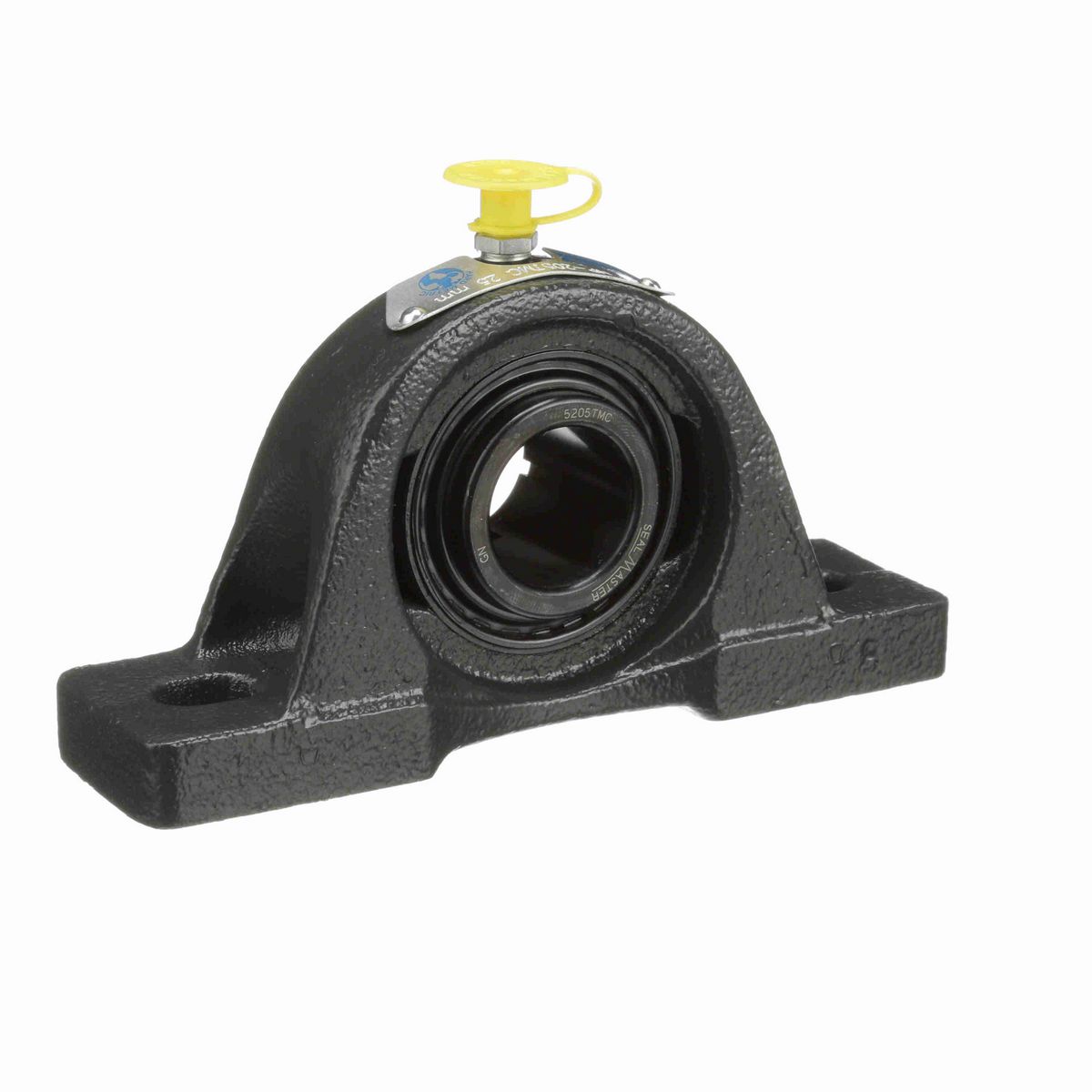 Sealmaster Mounted Cast Iron Two Bolt Pillow Block Ball Bearing - 52100 Bearing Steel, Black Oxided - Concentric Lock - NP-205TMC
