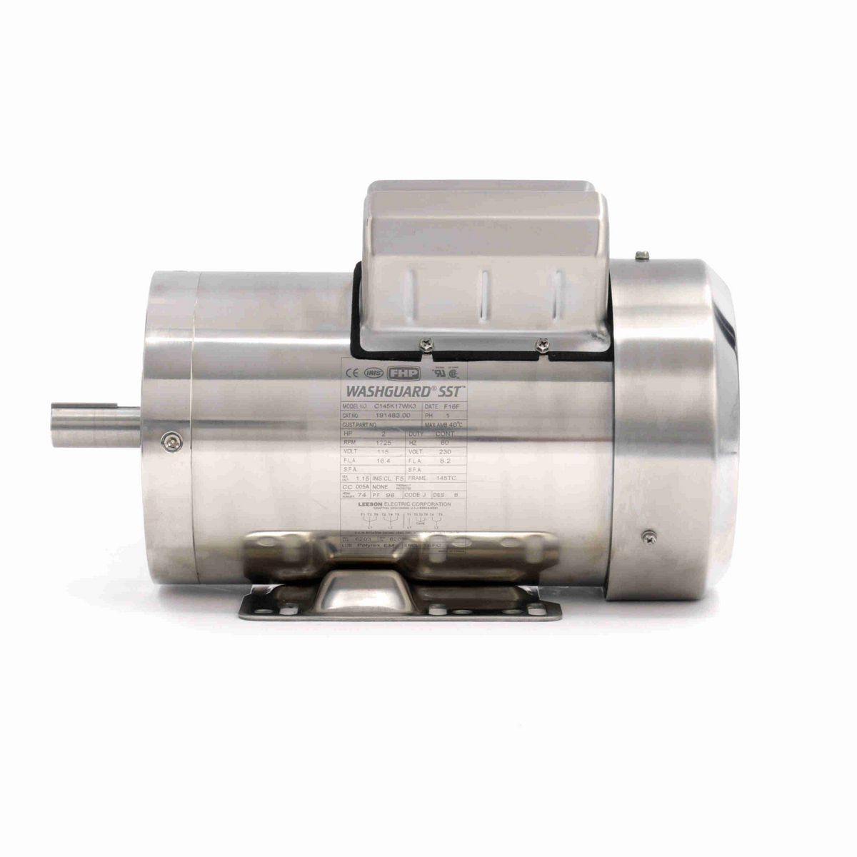 LEESON SST Duck™ General Purpose Motor, 2 HP, 1 Ph, 60 Hz, 115/230 V, 1800 RPM, 145TC Frame, TEFC - 191483.00