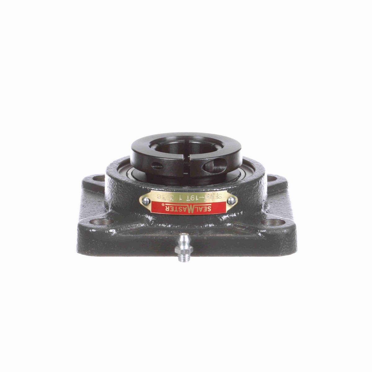 Sealmaster Mounted Cast Iron Four Bolt Flange Ball Bearing - 52100 Bearing Steel, Black Oxided - Concentric Lock - SFMH-19T