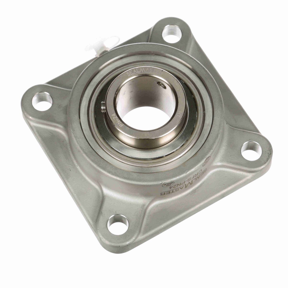 Sealmaster Mounted Stainless Steel Four Bolt Flange Ball Bearing - 52100 Bearing Steel, Phosphorus Nickel Coated - Setscrew Lock - Corrosion Resistant - CRFS-PN24
