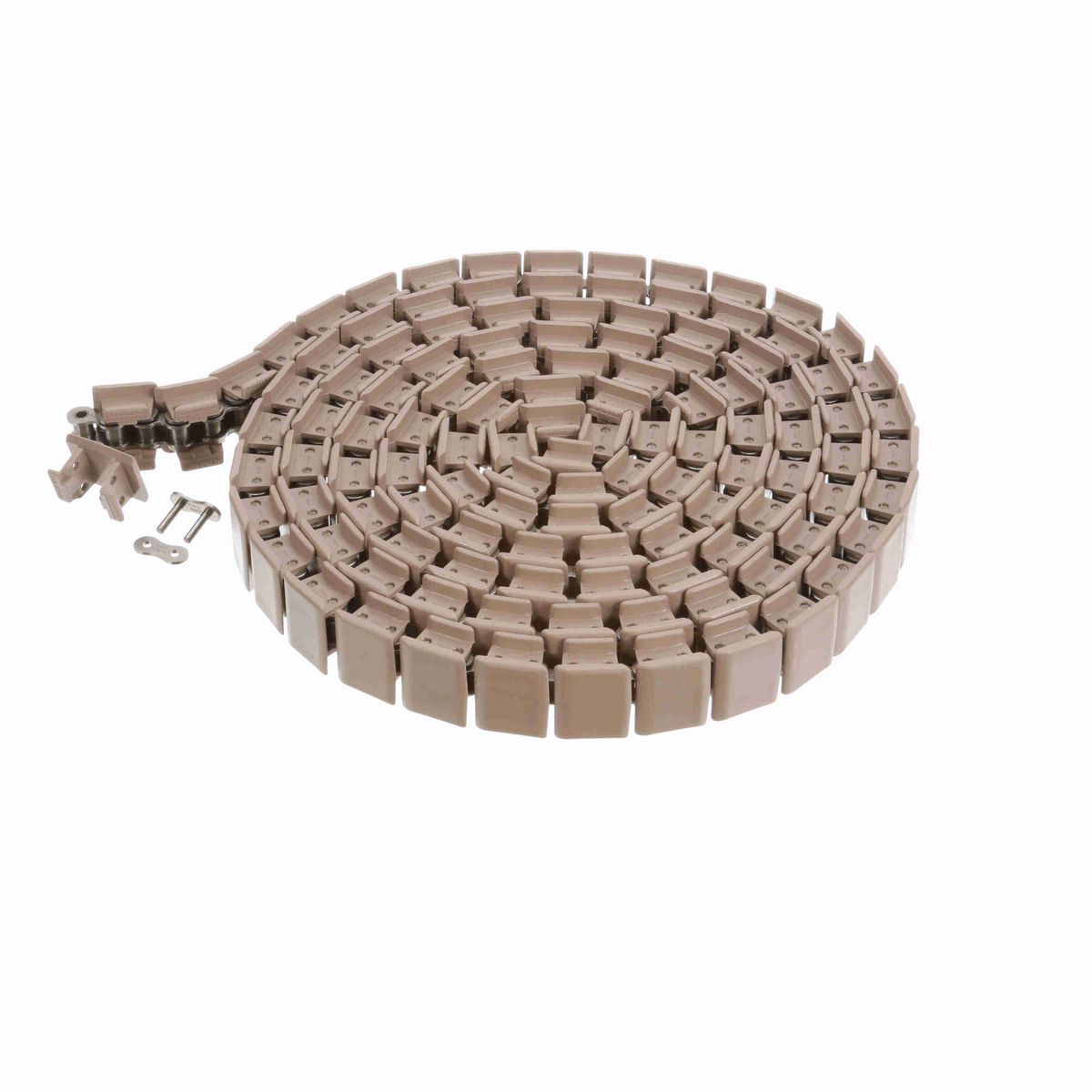 System Plast 1843TAB Side-flexing Solid Top, Material: Tan Low Friction, Width: 1.25in, Pitch: 1in - LF1843SS-TAB-K125