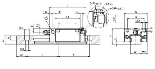 Направляющая система SNR LGBXX25BE2SSL00520NZ2-2-0-20.0N