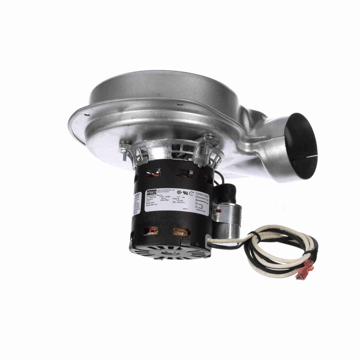 FASCO Round Outlet Permanent Split Capacitor OEM Replacement Draft Inducer Blower, 208-230 Volts, Flange: No - A234