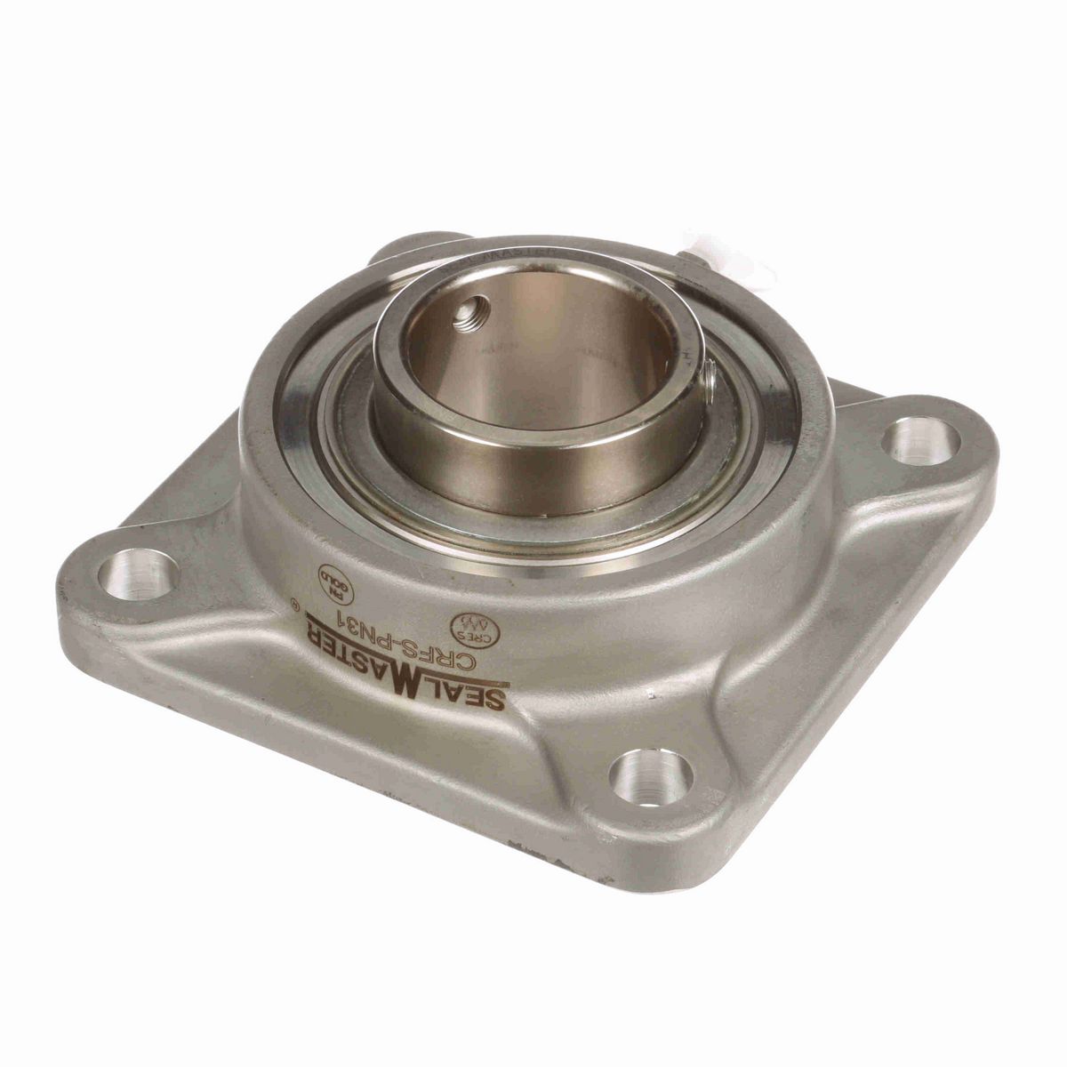 Sealmaster Mounted Stainless Steel Four Bolt Flange Ball Bearing - 52100 Bearing Steel, Phosphorus Nickel Coated - Setscrew Lock - Corrosion Resistant - CRFS-PN31