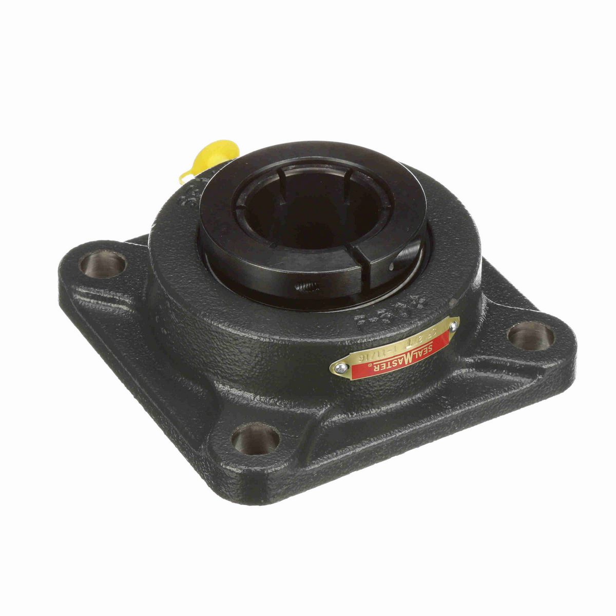 Sealmaster Mounted Cast Iron Four Bolt Flange Ball Bearing - 52100 Bearing Steel, Black Oxided - Concentric Lock - SF-27T