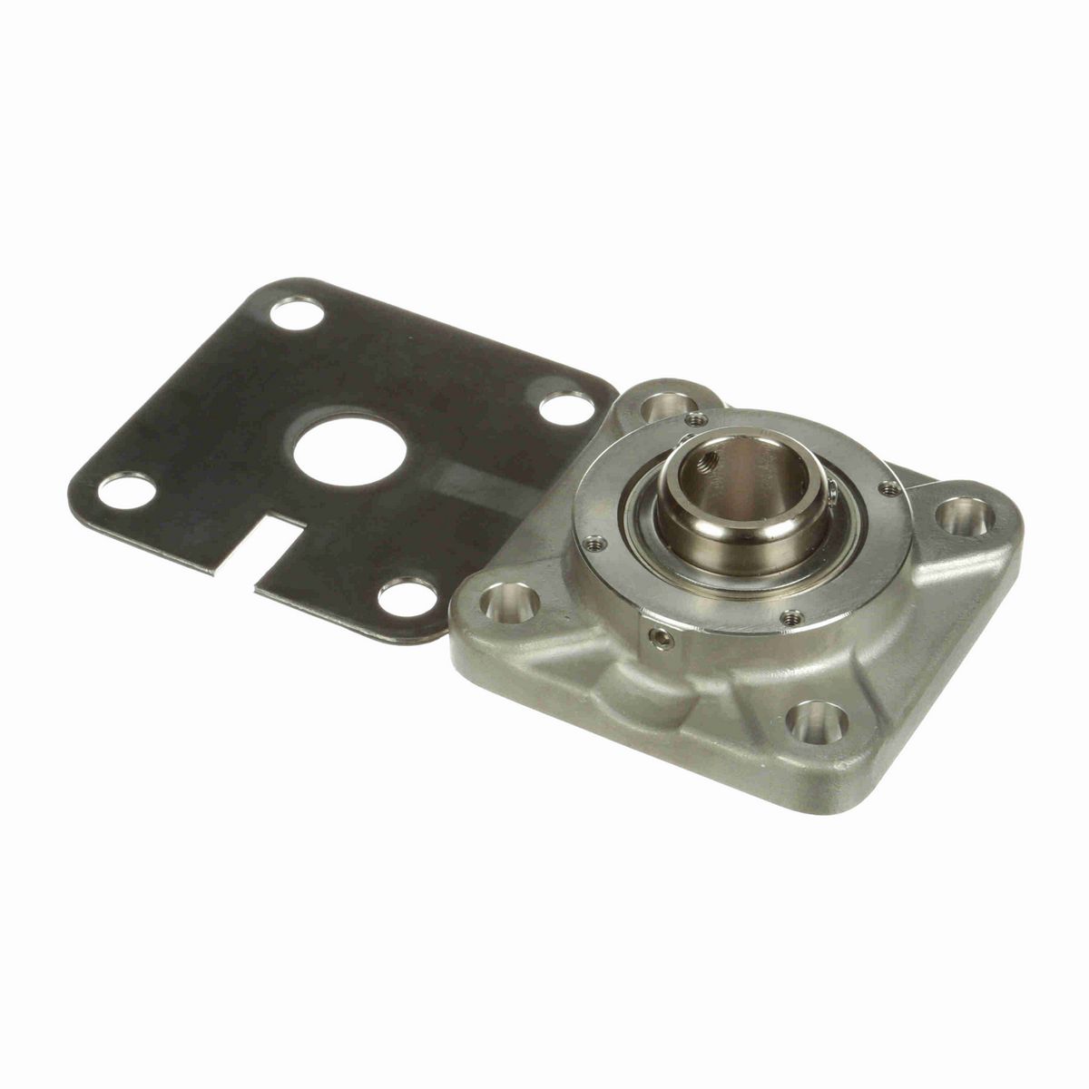 Sealmaster Mounted Stainless Steel Four Bolt Flange Ball Bearing - 52100 Bearing Steel, Phosphorus Nickel Coated - Setscrew Lock - Corrosion Resistant - Reduced Maintenance - Lubed for Life - CRBFS-PN205 RMW