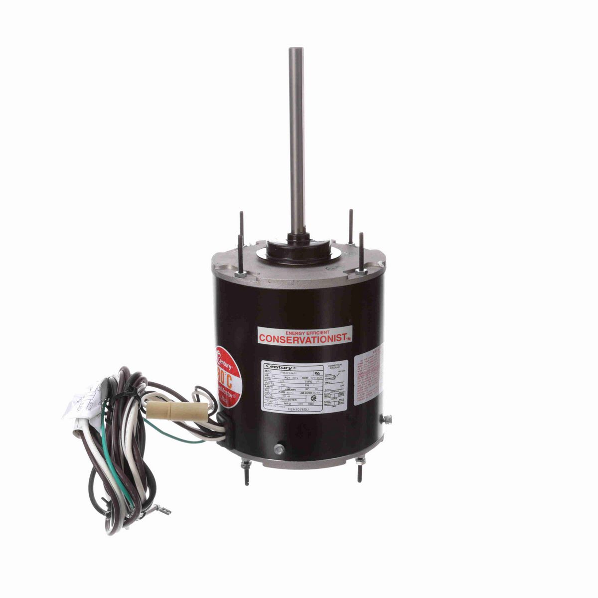 Century HEATMASTER® ULTRA Condenser Fan Motor, 3/4 HP, 1 Ph, 60 Hz, 460 V, 1075 RPM, 1 Speed, 48 Frame, TEAO - FEH1076SU