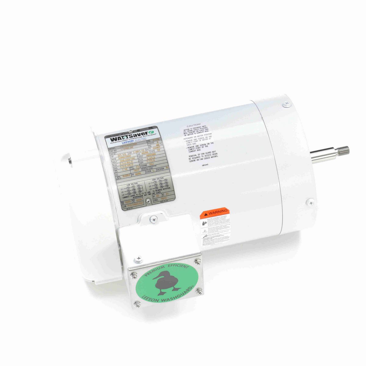 LEESON White Duck™ Jet Pump Motor, 2 & 1.50 HP, 3 Ph, 60 & 50 Hz, 230/460 & 190/380 V, 3600 & 3000 RPM, 56J Frame, TEFC - 119460.00