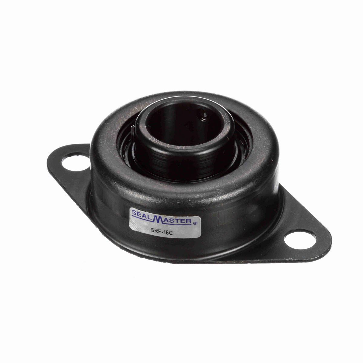 Sealmaster Mounted Stamped Steel Two Bolt Flange Ball Bearing - 52100 Bearing Steel, Black Oxided - Setscrew Lock - SRF-20RC