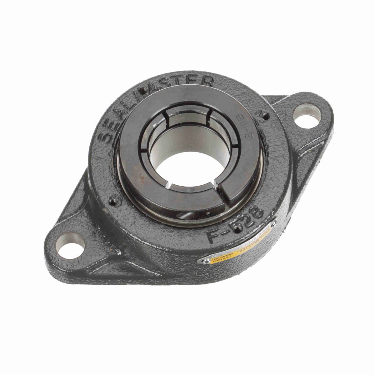 Sealmaster Mounted Cast Iron Two Bolt Flange Ball Bearing - 52100 Bearing Steel, Black Oxided - Concentric Lock - Reduced Maintenance - Lubed for Life - BSFT-27TH RMD
