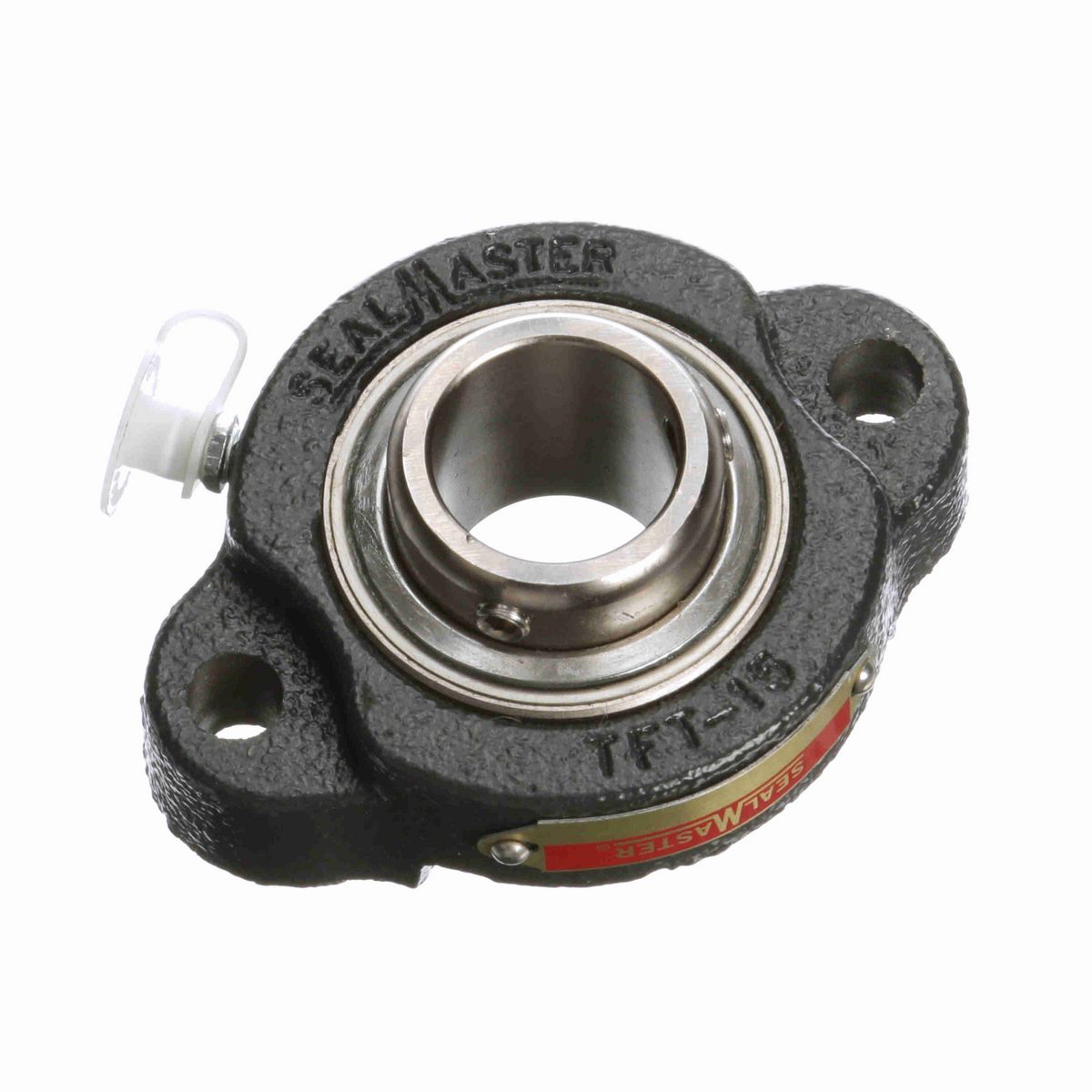 Sealmaster Mounted Cast Iron Two Bolt Flange Ball Bearing - 52100 Bearing Steel, Black Oxided - Concentric Lock - Corrosion Resistant - TFT-PN16