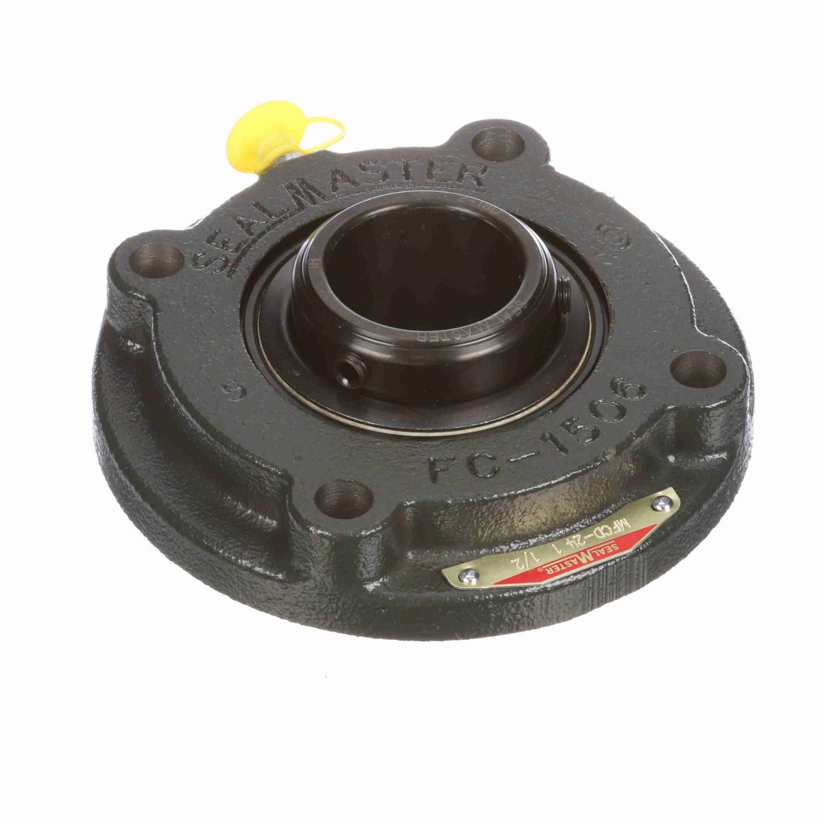 Sealmaster Mounted Cast Iron Flange Cartridge Ball Bearing - 52100 Bearing Steel, Black Oxided - Double Setscrew Lock - MFCD-24