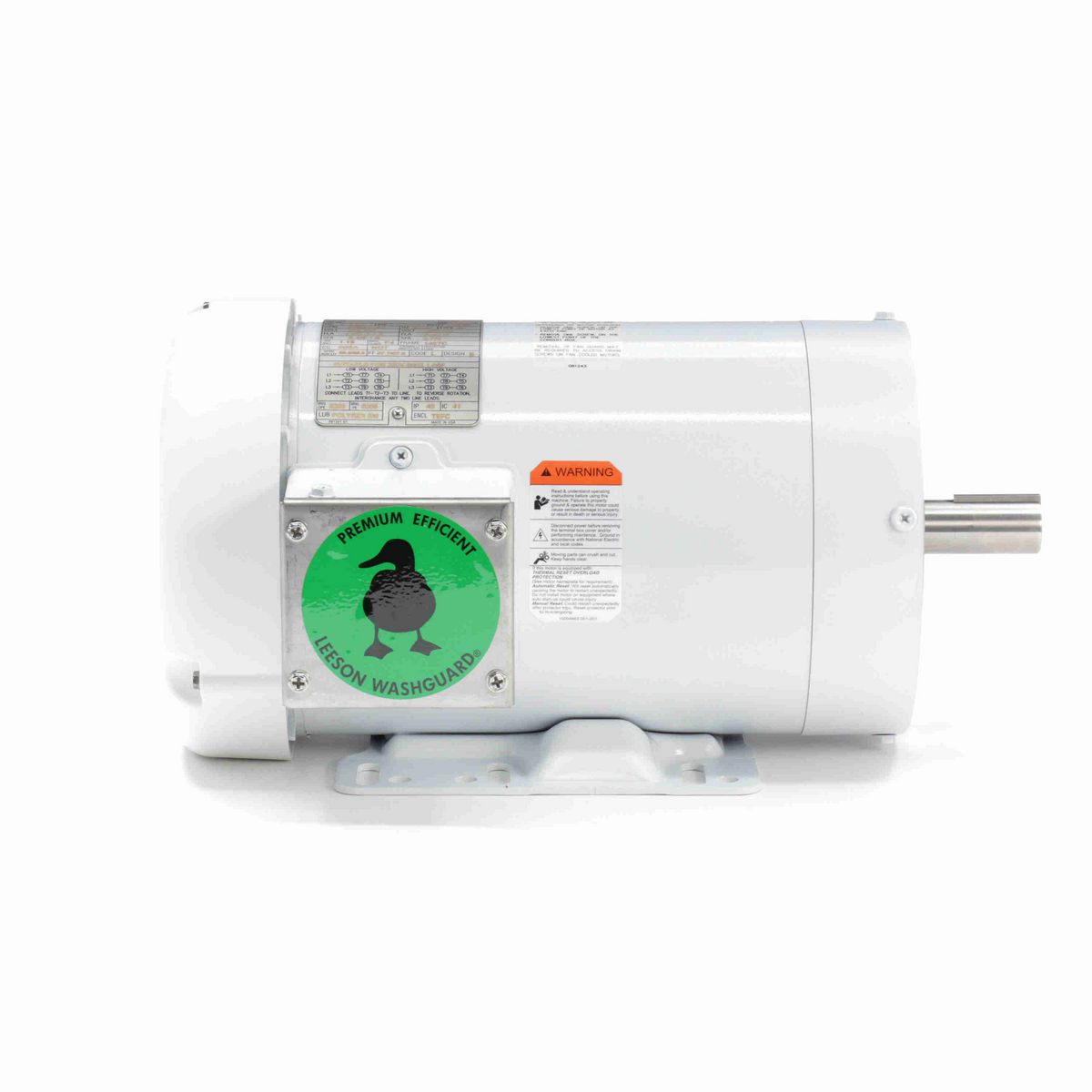 LEESON White Duck™ General Purpose Motor, 1.50 & 1 HP, 3 Ph, 60 & 50 Hz, 230/460 & 190/380 V, 1800 & 1500 RPM, 145TC Frame, TEFC - 121871.00