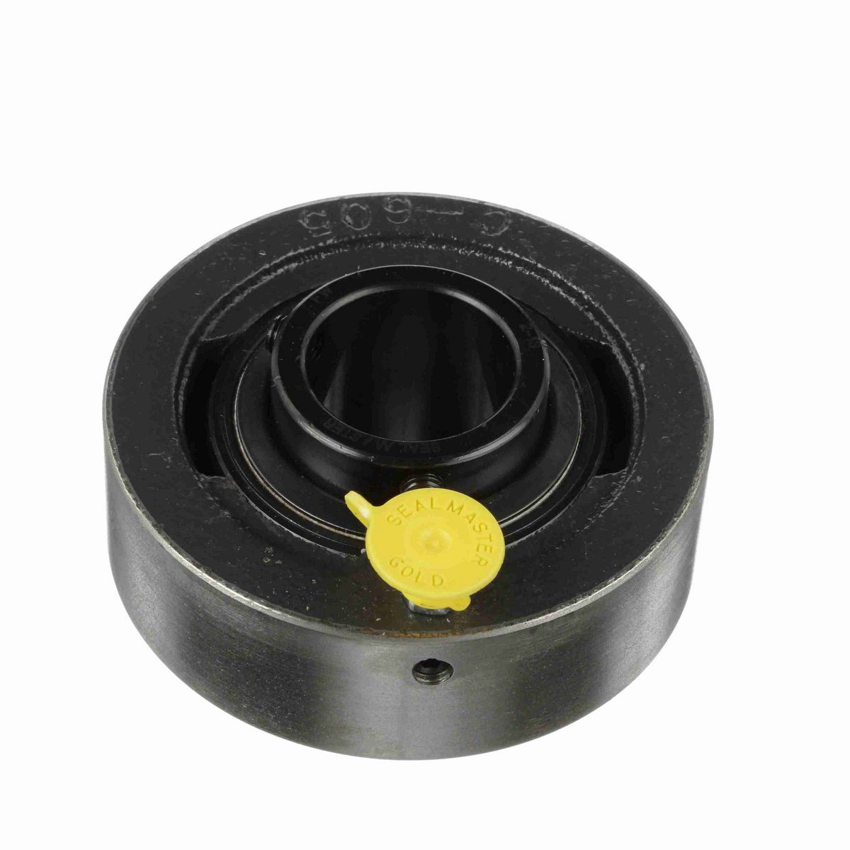 Sealmaster Mounted Cast Iron Cylindrical Cartridge Ball Bearing - 52100 Bearing Steel, Black Oxided - Setscrew Lock - SC-19