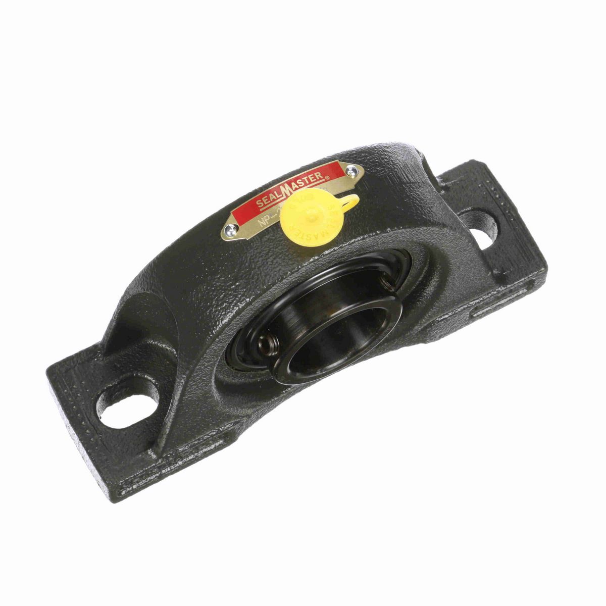 Sealmaster Mounted Cast Iron Two Bolt Pillow Block Ball Bearing - 52100 Bearing Steel, Black Oxided - Setscrew Lock - NP-22C