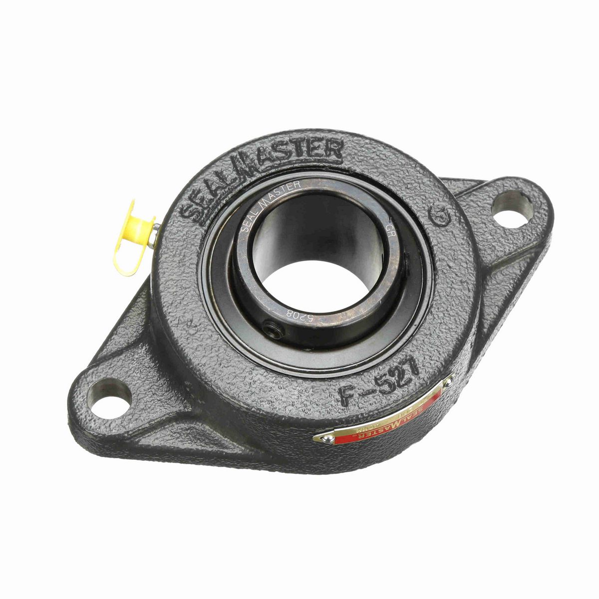 Sealmaster Mounted Cast Iron Two Bolt Flange Ball Bearing - 52100 Bearing Steel, Black Oxided - Setscrew Lock - SFT-208