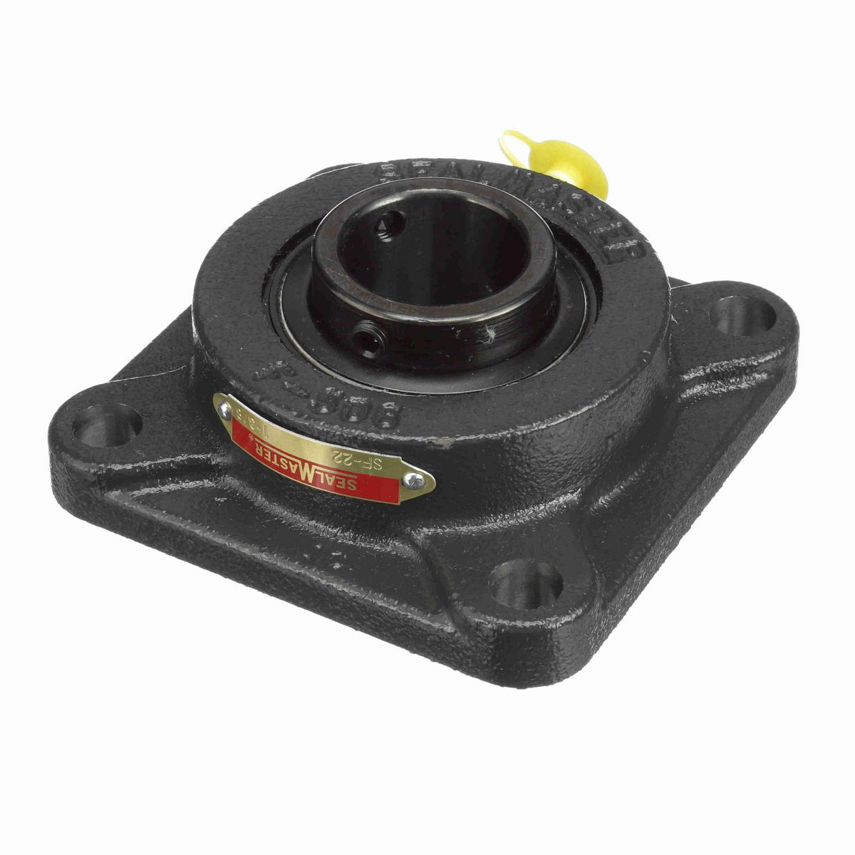 Sealmaster Mounted Cast Iron Four Bolt Flange Ball Bearing - 52100 Bearing Steel, Black Oxided - Setscrew Lock - SF-22
